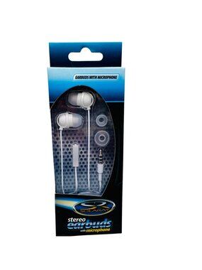 Solaray Stereo Earbuds With Microphone 3.5mm Wired In-Ear Earphones White